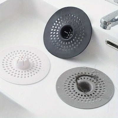 1 recolector de cabello de silicón para ducha y fregadero, diseño circular con agujeros de drenaje, fácil de instalar, opciones en blanco y negro, ideal para baño o cocina, filtro perforado, atrapapelos para ducha