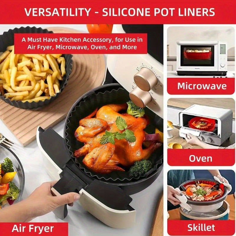 Forros de horno de aire de silicona, reutilizables y antiadherentes, fáciles de limpiar, forros de olla versátiles para freidoras de aire, hornos, microondas, herramientas de cocina ideales para hornear y cocinar, con el regalo perfecto para cocineros en