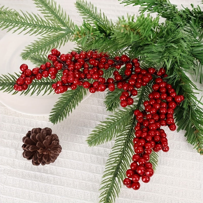 15 piezas de ramitas de bayas artificiales rojas, bayas de plástico para decoración navideña DIY, versátiles para árbol de Navidad, primavera, verano, Día de San Valentín, graduación - No requieren energía