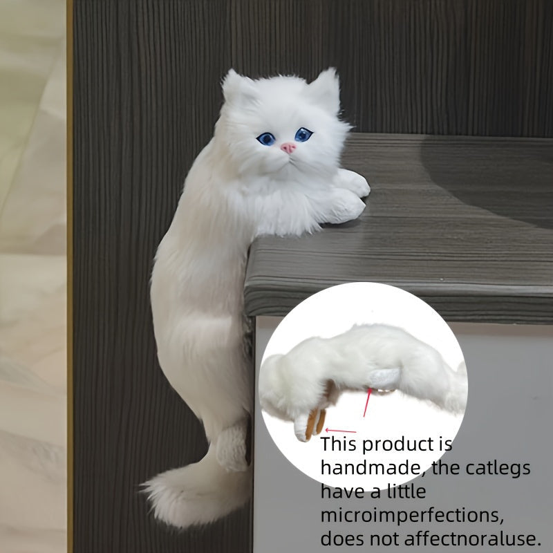 1pc Estatua de gato de peluche realista hecha a mano - Resina decorativa de mascota falsa, ligera, compatible con interior y exterior, ideal para varios tipos de habitaciones, no necesita electricidad, regalo perfecto para el hogar y la fiesta