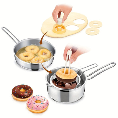 Kit para Hacer Donas Fácilmente - Cortador de Plástico Antiadherente y Pinzas para Salsa, Adecuado para Hornear en Casa
