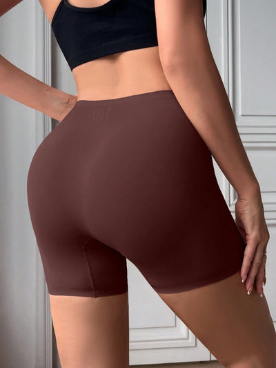 Pantys tipo short para mujer de tela delgada y solida, suaves y comodos shorts sin costura - color cafe