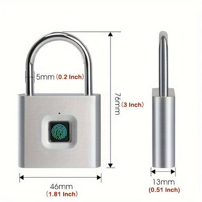 Mini Bloqueo Inteligente con Huella Digital - Sin Llave, Recargable por USB, Bloqueo Antirrobo para Dormitorios y Hogares, Bloqueo de Combinación Duradero y Resistente a Manipulaciones con Acceso por Huella Digital, Diseño Compacto para Viajes y Almacena