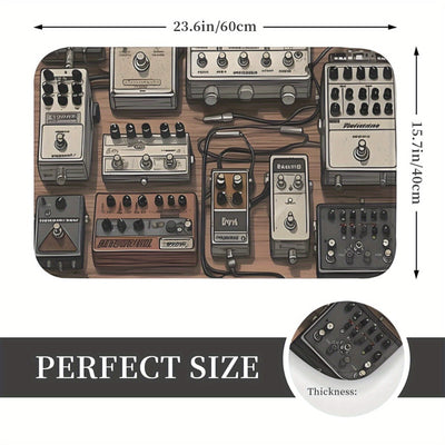 Diseño de pedalera de efectos de guitarra Alfombrilla de entrada antideslizante - Lavable en máquina, poliéster ligero, alfombra rectangular interior para cocina, balcón, entrada - Alfombra decorativa para entusiastas de la música