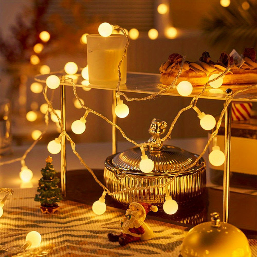 Luces de Cadena Esféricas Versátiles a Pilas - Blanco Cálido/Multicolor, Perfectas para Navidad, Bodas y Decoraciones Festivas, Luces de Hadas LED Duraderas con Encendido/Apagado para Interruptor (Pilas No Incluidas), Luces de Cadena Esféricas, Luces de