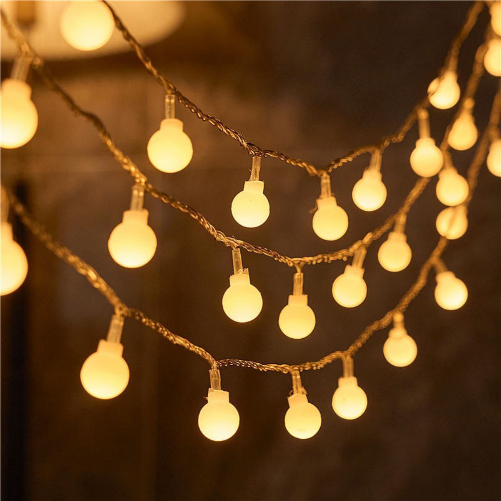 Luces de Cadena Esféricas Versátiles a Pilas - Blanco Cálido/Multicolor, Perfectas para Navidad, Bodas y Decoraciones Festivas, Luces de Hadas LED Duraderas con Encendido/Apagado para Interruptor (Pilas No Incluidas), Luces de Cadena Esféricas, Luces de