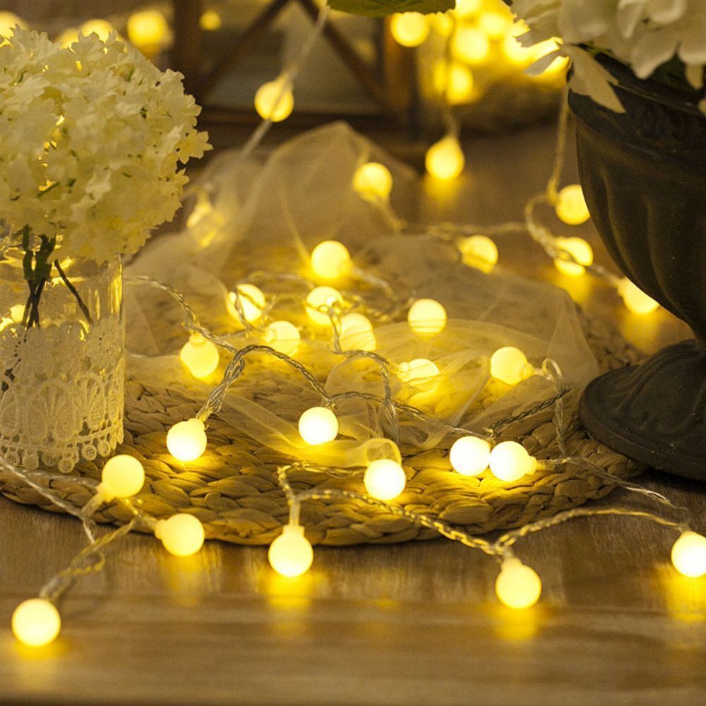 Luces de Cadena Esféricas Versátiles a Pilas - Blanco Cálido/Multicolor, Perfectas para Navidad, Bodas y Decoraciones Festivas, Luces de Hadas LED Duraderas con Encendido/Apagado para Interruptor (Pilas No Incluidas), Luces de Cadena Esféricas, Luces de