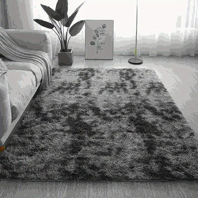 1pc Alfombra de Felpa Suave para Dormitorio, Alfombra de Poliéster Antideslizante, Estera Rectangular Negra para Sala de Estar, Decoración Festiva de Interior, Solo Limpieza en Seco