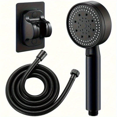 Cabezal de ducha de mano de alta presión con soporte y manguera - 5 modos de flujo de agua ajustables, accesorio redondo de plástico para baño