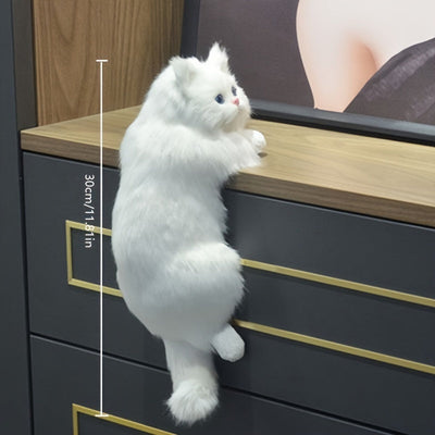 Estatua de gato de peluche hecha a mano, 11,81 x 7,87 x 5,91 pulgadas, decoración de mascota realista de falso, ligera de 160g, resina, uso interior y exterior, regalo perfecto para el hogar y la fiesta, compatibilidad con múltiples habitaciones