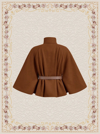 Vintamour abrigo capa elegante con cuello de pie de unicolor para mujer, para otono/invierno