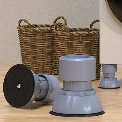 1 JUEGO (4 piezas/JUEGO) Base de lavadora y secadora de altura ajustable, cojín de plástico antivibratorio, base a prueba de humedad para electrodomésticos y muebles, se adapta a lavadoras, secadoras, refrigeradores, sofás y sillas.