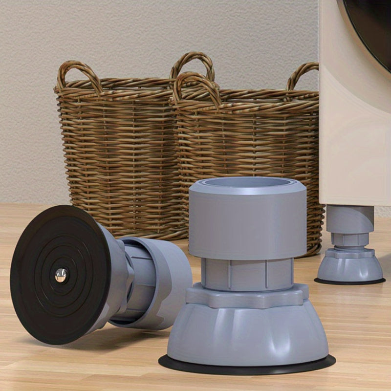 1 JUEGO (4 piezas/JUEGO) Base de lavadora y secadora de altura ajustable, cojín de plástico antivibratorio, base a prueba de humedad para electrodomésticos y muebles, se adapta a lavadoras, secadoras, refrigeradores, sofás y sillas.