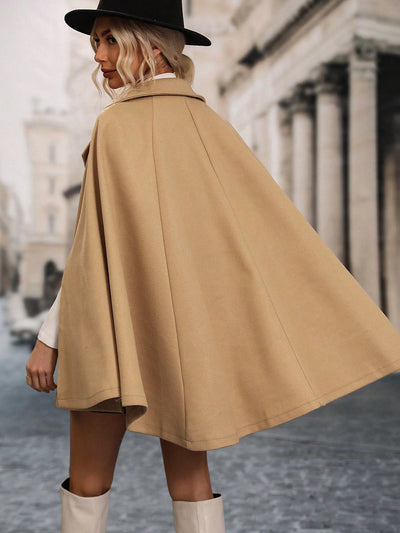 Clasi abrigo suelto con doble botonadura de moda para mujer en otono