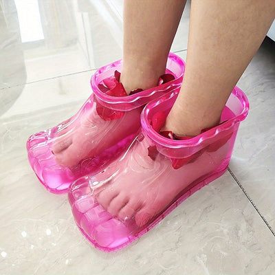 Baño de Pies Portátil - Sin Necesidad de Electricidad/Baterías, Bañera de Pedicura Sin Fragancia con Patas Transparentes - Bañera de PVC Ligera para Hogar, Viajes y Salón - Mejora la Circulación Sanguínea y Cuidado de Uñas, Accesorios Florales, Construcc