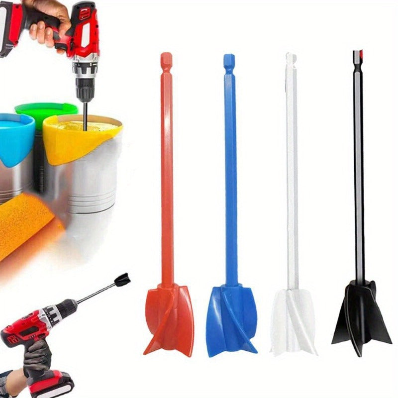 2 piezas de accesorio de taladro mezclador de pintura de plástico, vástago hexagonal, agitador de resina en espiral de cuatro palas para una mezcla suave y eficiente, herramienta mezcladora de epoxi compatible con taladro