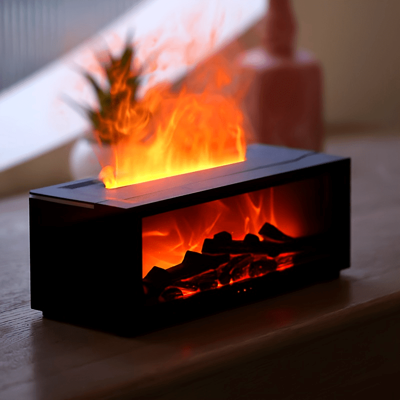 5.07 oz Difusor de Aroma para Chimenea - Humidificador con Tecnología USB Soundwave, Efecto Llama Colorido, Luz Nocturna, Temporizador y Relajación Aromática, Ideal para Hogar y Oficina