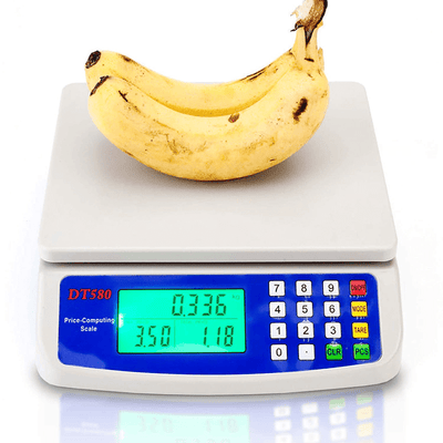 Báscula digital de cocina DT500, precisión de 30 kg/1 g, pantalla LCD, plástico, sin contacto con alimentos, con alimentación por batería, para medición de peso.