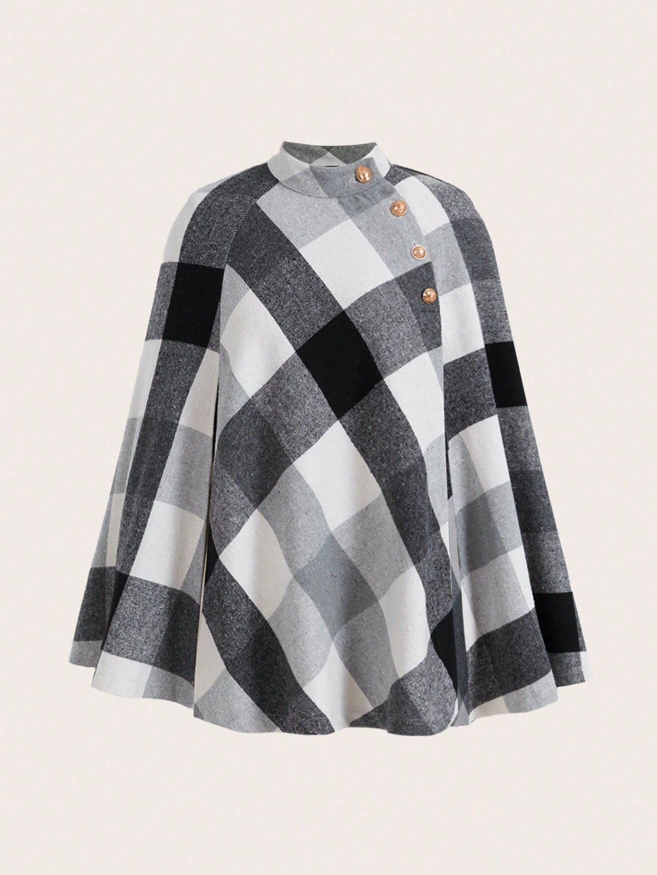 Lady abrigo de mujer de manga larga con cuello alto, botones dorados, estilo elegante para ocasiones casuales, de fiesta, boda, de oficina, en otono e invierno, en colores negro, blanco y gris, talla grande, nuevo.
