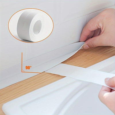 Rollo de Cinta Adhesiva Blanca Autoadhesiva con Tapa Impermeable para Baño y Cocina, Tira Selladora Ideal para Lavabo del Baño y Cocina, Accesorios de Baño Súper Pegajosos