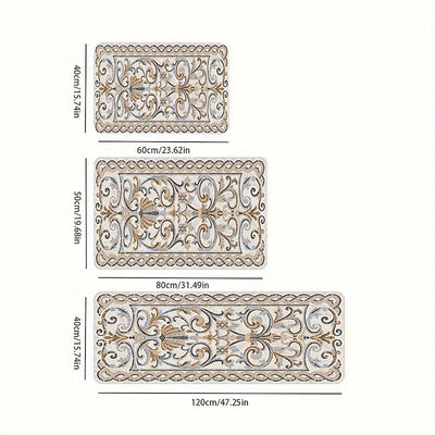 Alfombra de cocina gruesa de 1 pieza y 1.1 cm, estampada con patrón, engrosada y resistente al desgaste adecuada para la cocina, sala de estar, porche, balcón y decoración del hogar