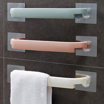 Estante de almacenamiento multifuncional de pared de precio barato de fábrica de sésamo, barra de toalla sin taladrar, toallero individual.
