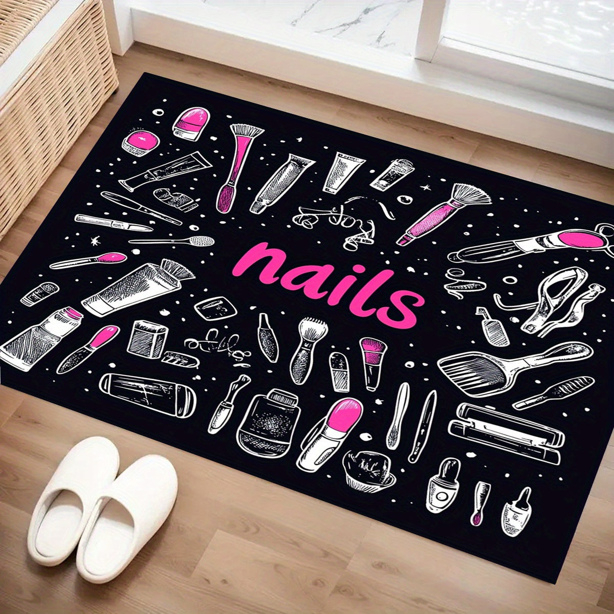 1 Alfombrilla de Entrada de Poliéster Ligera, Resistente a la Decoloración con Barrera de Humedad - Alfombra Rectangular Hecha a Máquina para Entrada, Dormitorio, Sala de Estar - Lavar a Mano - Decoración de Navidad, Día de Acción de Gracias - Impresión
