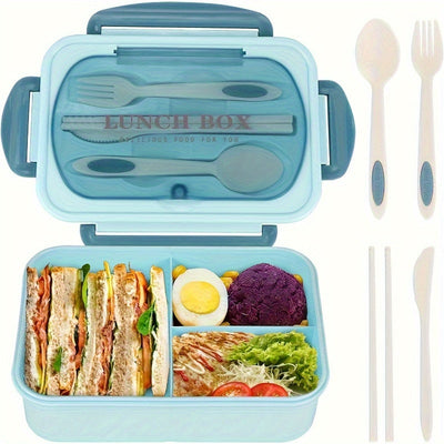 Lonchera Térmica de Rejilla con 3 Compartimentos y Calentamiento en Microondas, Caja Bento de Silicona Verde para la Escuela, Trabajo y Comidas al Aire Libre, Cubierta con Bloqueo de Seguridad, Solo Lavado a Mano, Material de Paja de Trigo, Forma Cuadrada