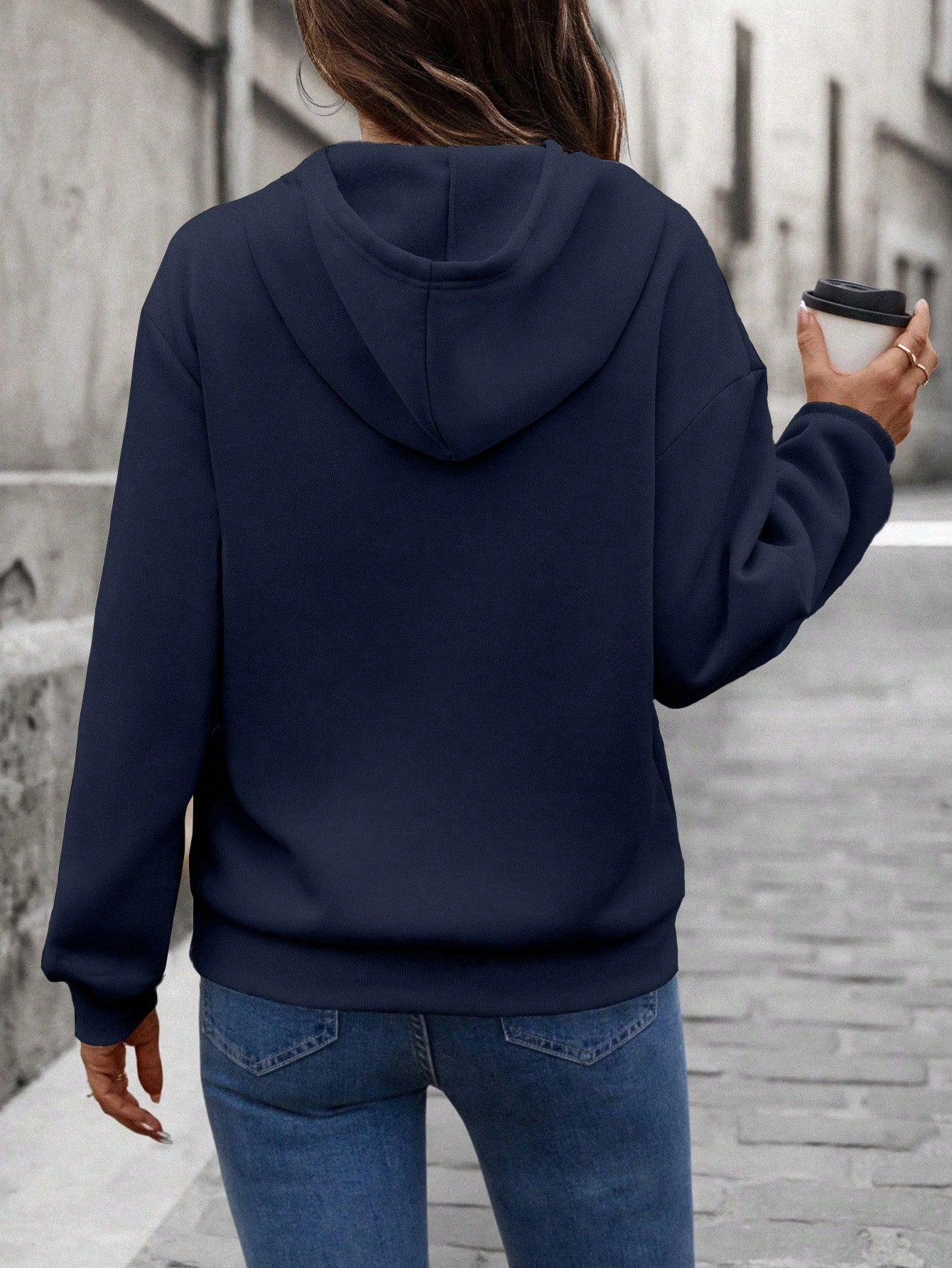 Lune sudadera con capucha casual y holgada para mujer con grafico de letra 3d