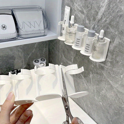 Estante de almacenamiento de cosméticos ajustable para montaje en pared: mejore la eficiencia de su baño sin necesidad de hacer agujeros.