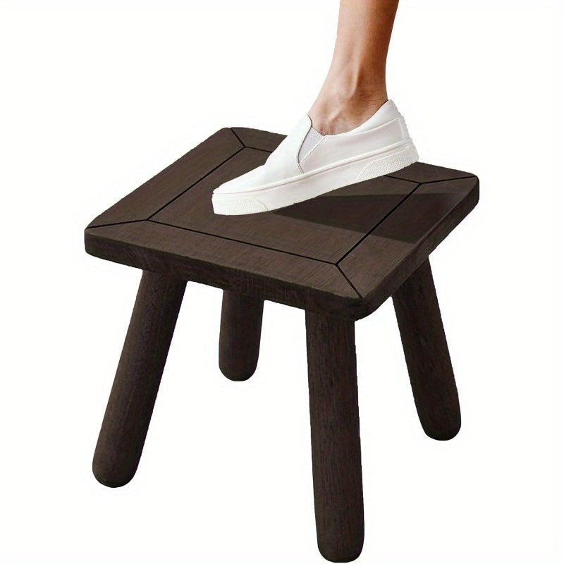 Taburete de Cambio de Zapatos de Estilo Vintage de 1 Pieza con Pies Antideslizantes - Portátil, Acabado Natural para Entrada, Baño y Decoración del Hogar