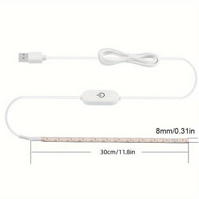 Tira de Luz Flexibles para Máquina de Coser, 0.3m/0.5m con Interruptor Táctil LED, Kit de Luz de Trabajo para Costura, Alimentado por USB DC5V, con Etiqueta Adhesiva, Adecuado para Todas las Máquinas de Coser, Fuente de Luz Integrada, Sin Batería Necesar