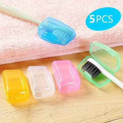 Juego de 5 porta cepillos de dientes portátil, no eléctrico, soporte de pie, caja organizadora para baño y viaje, suministros de baño en plástico duradero