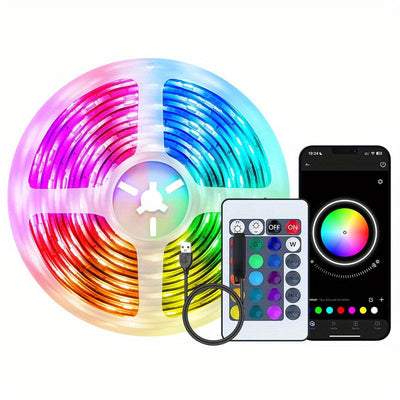 Tira de luz LED de 39,99 metros/40,0 metros, controlada por aplicación, control remoto de 24 teclas, inalámbrica, alimentada por USB, 36V máximo, para decoraciones de dormitorio, hogar, Navidad y fiestas