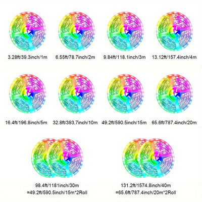 Tira de luz LED de 39,99 metros/40,0 metros, controlada por aplicación, control remoto de 24 teclas, inalámbrica, alimentada por USB, 36V máximo, para decoraciones de dormitorio, hogar, Navidad y fiestas