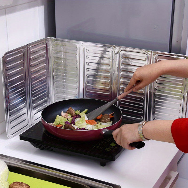 Cubierta de salpicadero de aluminio para cocina - Cubierta de aceite resistente al calor de la estufa, mampara de metal no apto para alimentos, accesorios de cocina esenciales, protector de la parte superior de la estufa, protector lateral de la estufa,