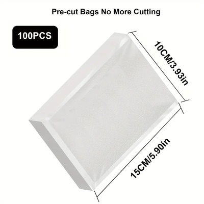 100pcs Bolsa De Sellado De Alimentos, Bolsa De Vacío, Alimentos Para Picnic, Frutas Secas, Café, Té, Polvo De Especias, Cebo, Impermeable, A Prueba De Polvo, A Prueba De Rasgaduras, Bolsa De Envasado Al Vacío, Bolsa De Sellado Al Vacío Para Alimentos De