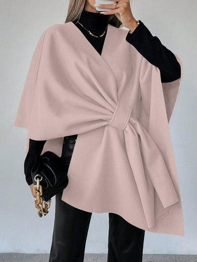 Clasi capa abrigo de lana asimetrica y holgada de diseno de moda de un solo color, para otono/invierno