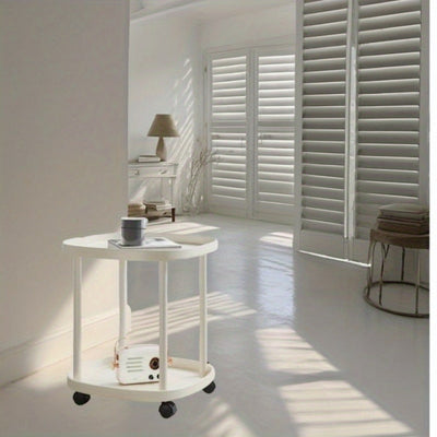 2 piezas de carrito mini moderno de doble capa de plástico - estante de almacenamiento desmontable, mesa auxiliar para sala de estar, mesa de noche para dormitorio, carrito de aperitivos y soporte conveniente