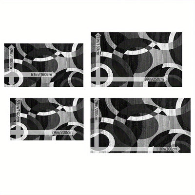 Alfombra de área geométrica abstracta moderna - Antideslizante, lavable a máquina, fibra de poliéster, diseño en blanco y negro para sala de estar, dormitorio, cocina y más, alfombras para sala de estar