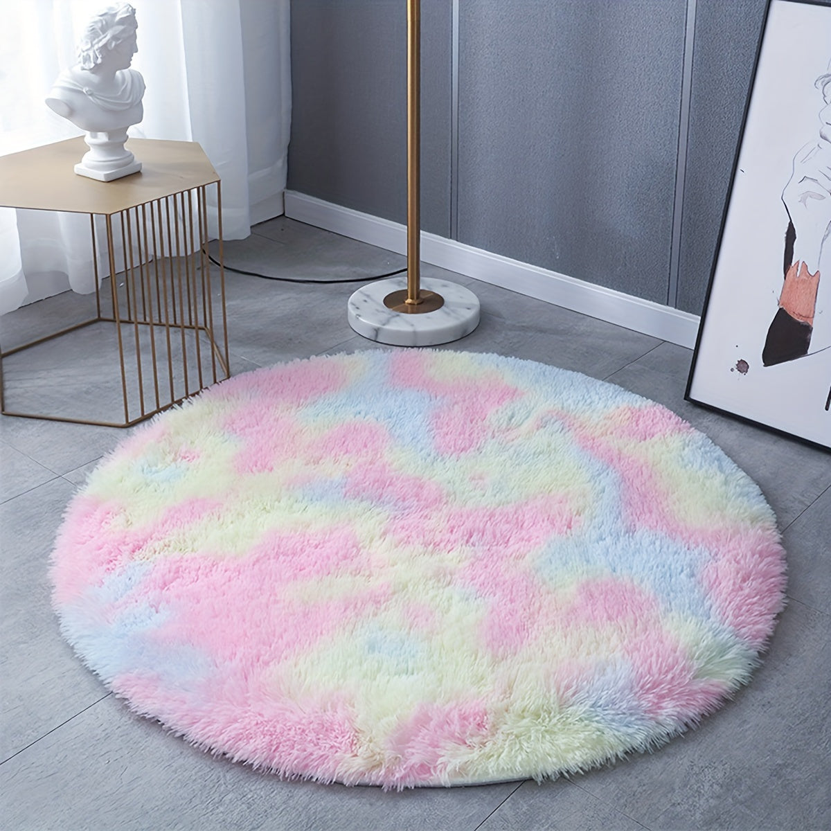 1 Alfombra de Área de Tinte de Arcoíris Super Suave - Alfombra de Área Acogedora y Esponjosa para Salón, Dormitorio, Decoración de Dormitorio