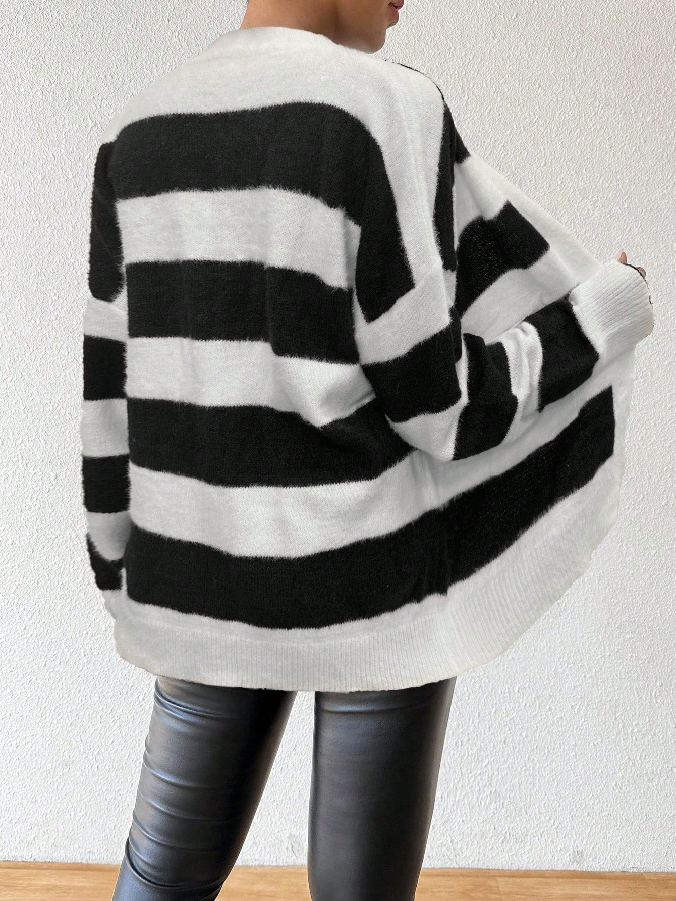 Essnce nueva moda sueter de lana de imitacion de vison con rayas para mujer, otono/invierno