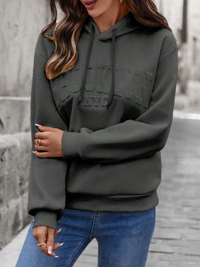 Lune sudadera con capucha casual y holgada para mujer con grafico de letra 3d