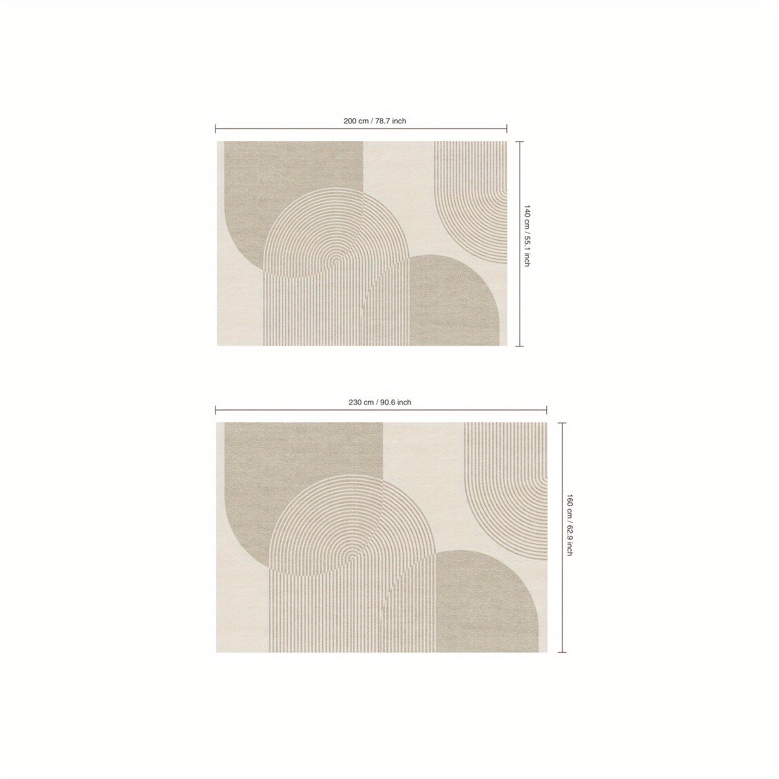 Alfombra geométrica moderna y minimalista - Poliéster, lavable a máquina, rectangular, tamaño grande (≥1.8m lado más largo), para sala, dormitorio, oficina y áreas de descanso - Alfombra para interiores de más de 2.16m²