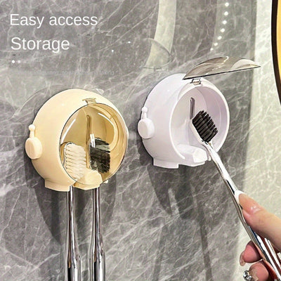 Soporte para Cepillos de Dientes con Temática Espacial para Montar en la Pared con Cubierta Antipolvo - No Requiere Taladro, Ideal para Cepillos Eléctricos y Manuales, Organizador Perfecto para el Baño y Regalo de Navidad