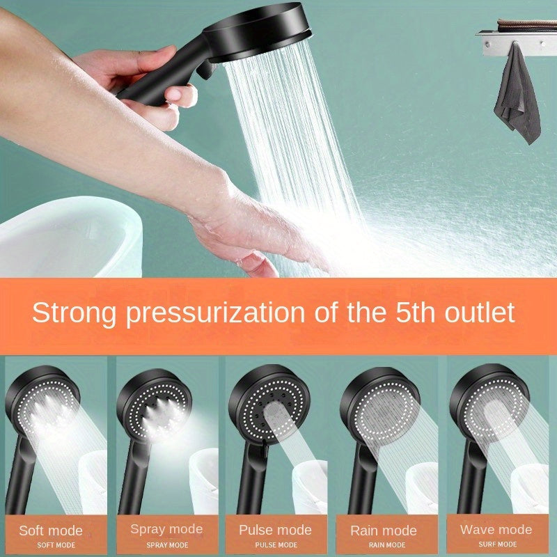 1pc Cabezales de Ducha de Alta Presión, Cinco Modos Ajustables, Cabezales de Ducha Potentes para Baño con Chorros Potentes, Boquillas Pequeñas de Silicona, Disfrute Lujoso del Baño, Accesorios de Baño