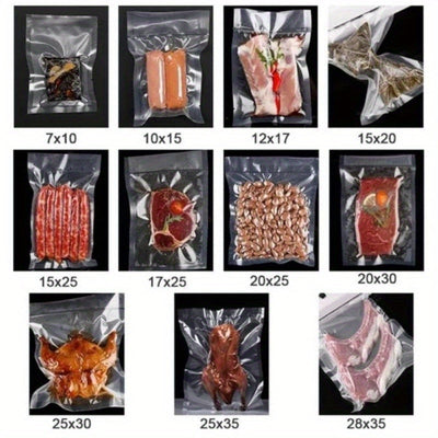 Bolsas de Almacenamiento de Alimentos a Vacío a Prueba de Fugas - 500cm de Largo, Tamaños Variados (12/15/17/20/22/25/28cm) - Reutilizables y Ahorradores de Espacio para la Frescura - Perfectas para la Organización de la Cocina, Almacenamiento de Aliment