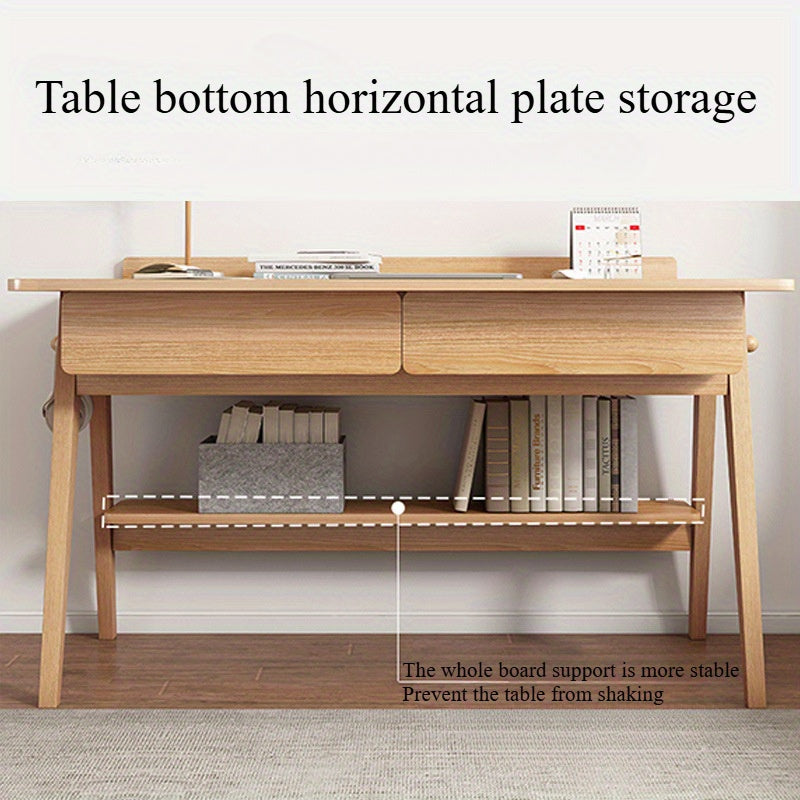 Escritorio moderno de madera con cajones, mesa de estudio multiusos, estación de trabajo para computadora, escritorio de escritura, estante de almacenamiento para oficina en casa, montaje en el piso, diseño de estante en capas