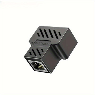 Adaptador Ethernet RJ45 - Divisor de Puertos para Cables LAN, Expansión de 1 Puerto a 2 Puertos, Negro y Dorado, Compatibilidad Inteligente, Sin Batería Necesaria, Conectividad Red | Diseño Compacto | Material de Cable Robusto