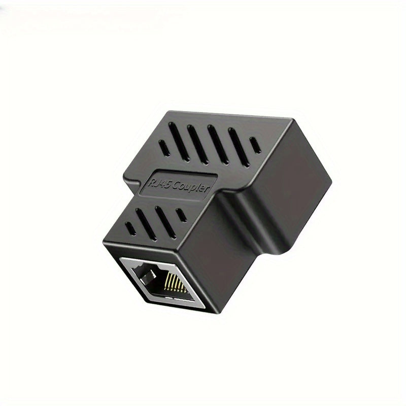 Adaptador Ethernet RJ45 - Divisor de Puertos para Cables LAN, Expansión de 1 Puerto a 2 Puertos, Negro y Dorado, Compatibilidad Inteligente, Sin Batería Necesaria, Conectividad Red | Diseño Compacto | Material de Cable Robusto